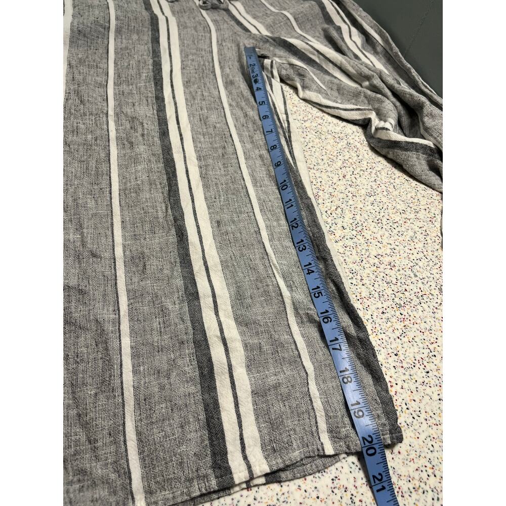Cloth & Stone Linen Blend Jumpsuit Navy Striped Cropped Coastal Women's Size M - Picture 7 of 9